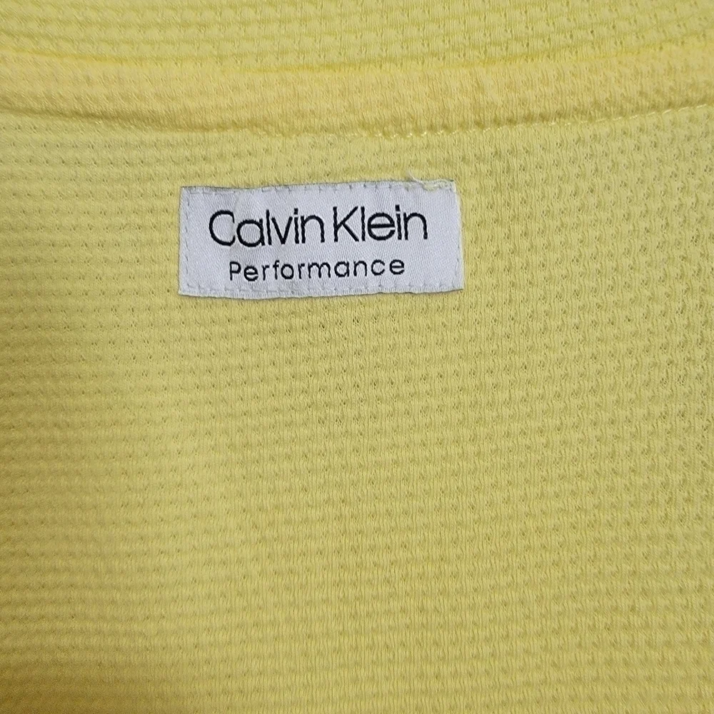 Calvin Klein Soft Yellow Crew Neck Sleeveless Ruched Side Muscle Tank Top XXL - Picture 3 of 6